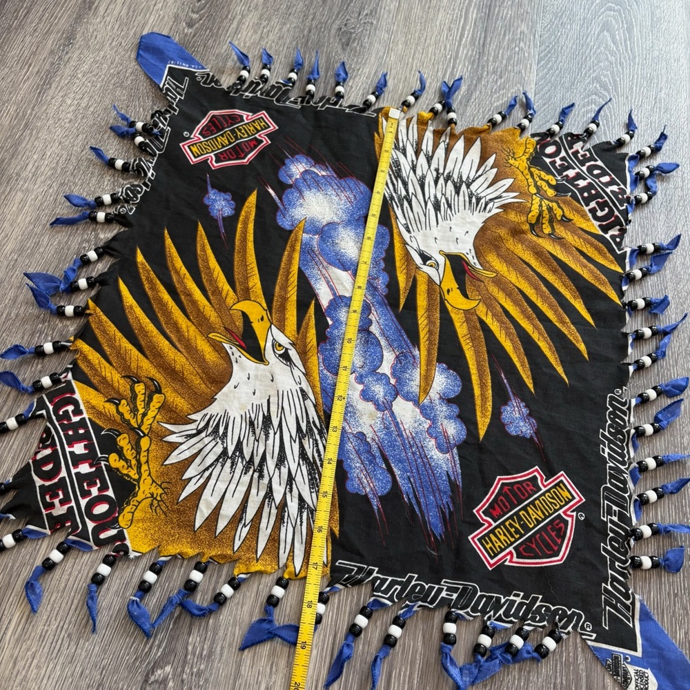 Harley-Davidson Black and Gold Beaded Eagle Bandana - Picture 3 of 3